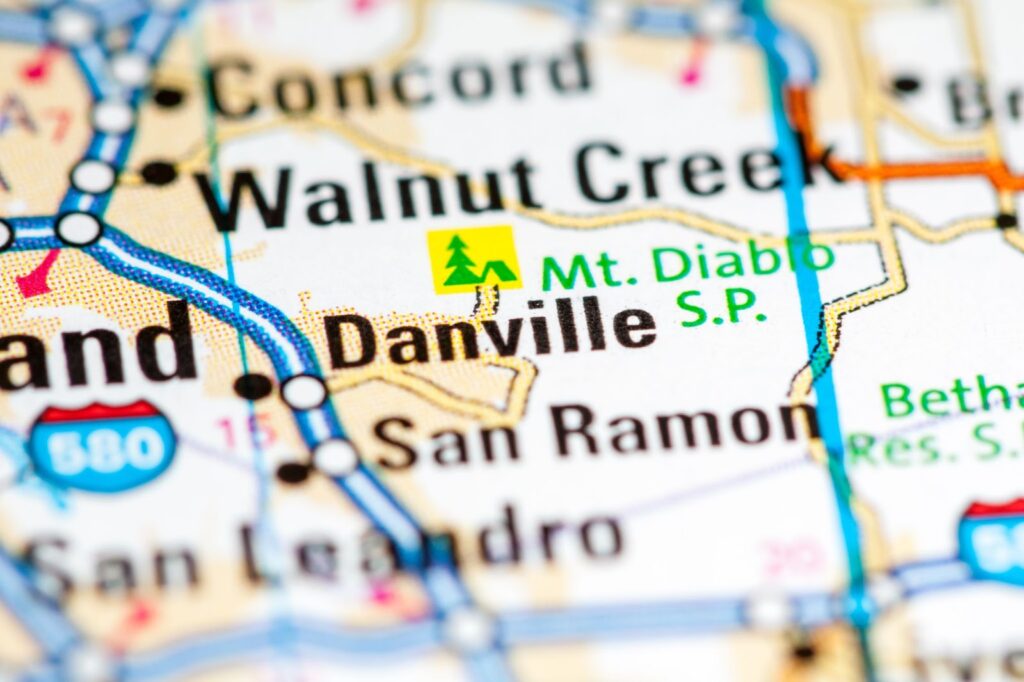 Danville, CA on a map